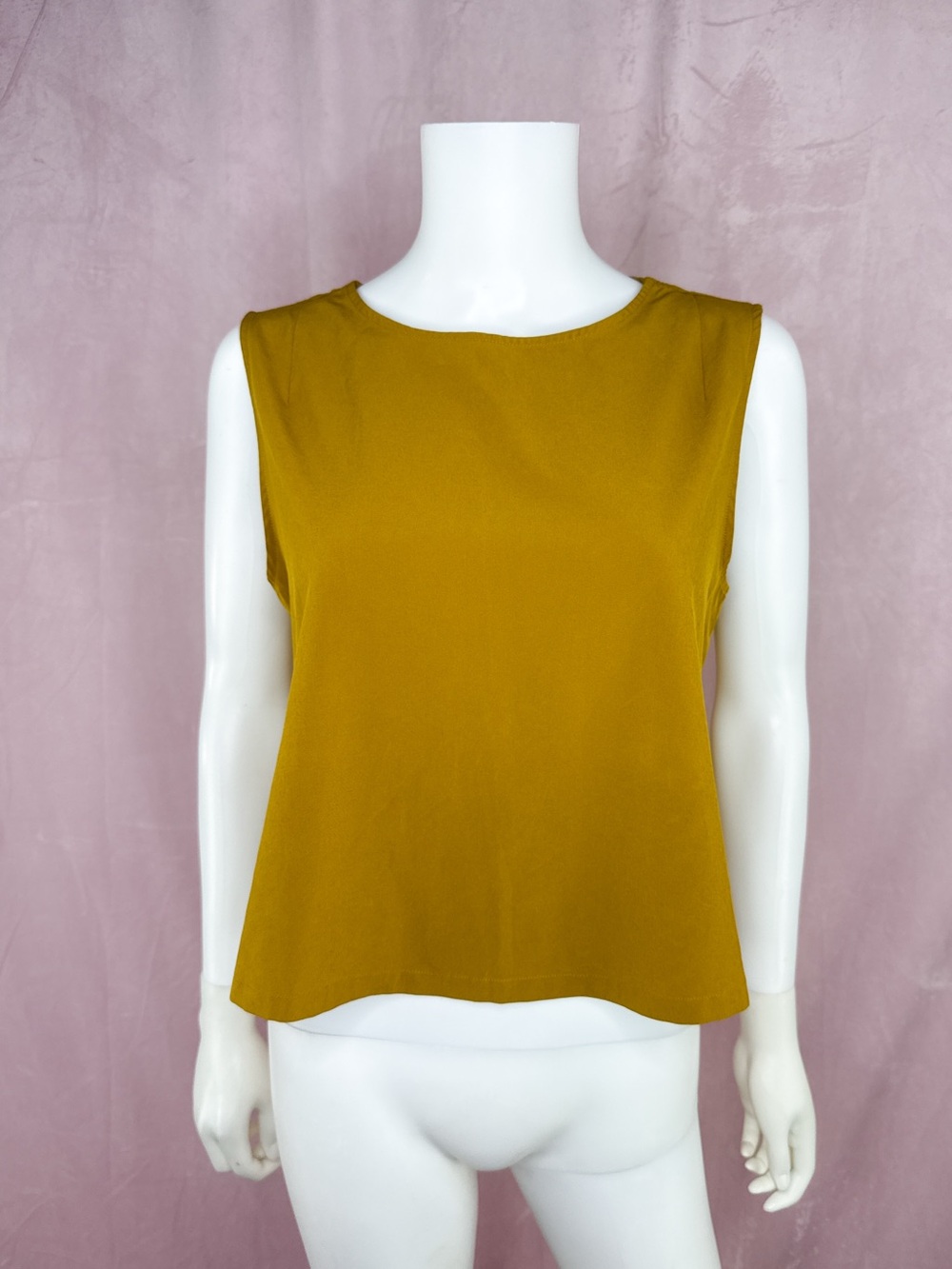 Wayre Womens Mustard Yellow Boxy Tank Top Size Medium Sustainable Eco-Friendly